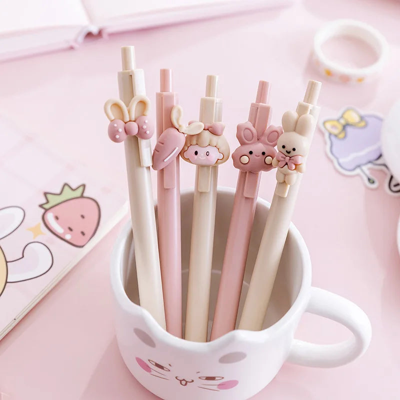 4 Kawaii Rabbit Mechanical Gel Ink Pens School Office Writing Supplies Stationery Pen 0.5mm Animals - Tophatter Daily Deals