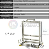 Open Frame PC Case Modular ATX MATX ITX Aluminum Rack ATX-Silver - Tophatter Daily Deals