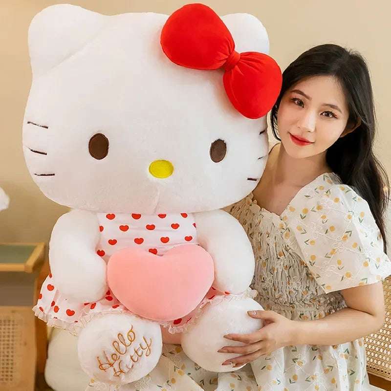 Sanrio Hello Kitty Plush Pink Heart Red Polka Dot Dress Anime - Tophatter Daily Deals