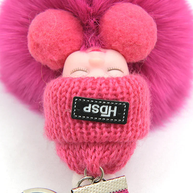 Pompom Sleeping Baby Keychain Plush Bag Charm Cute Gift - Tophatter Daily Deals