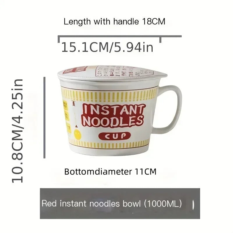 Instant Noodle Bowl With Lid Ceramic Mug Dorm And Kitchen - Tophatter Daily Deals