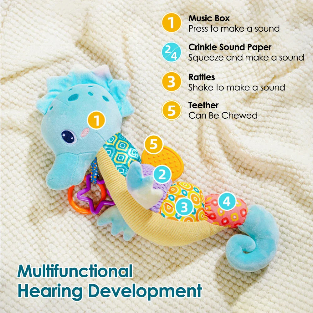 Soft Giraffe Baby Rattle Hanging Plush Newborn Sensory Toys - Tophatter Daily Deals