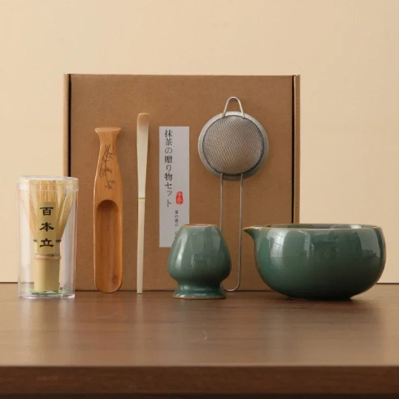 Matcha Tea Set 6pc Bamboo Ceramic Teaware Ceremony Gift - Tophatter Daily Deals