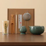 Matcha Tea Set 6pc Bamboo Ceramic Teaware Ceremony Gift - Tophatter Daily Deals