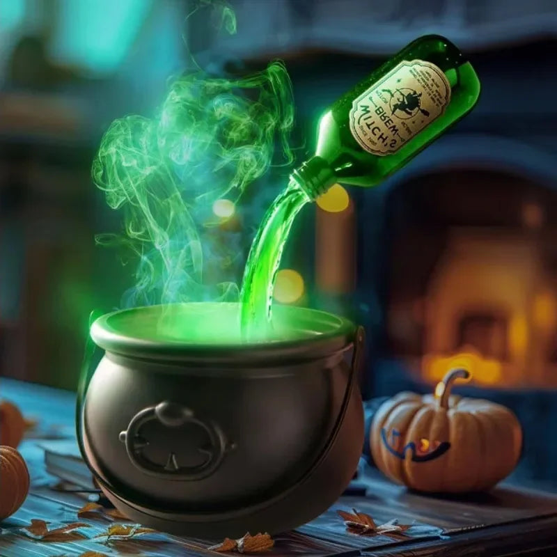 Witch Cauldron Fog Machine Halloween Prop With LED Glow No skeleton 19.5cm - Tophatter Daily Deals
