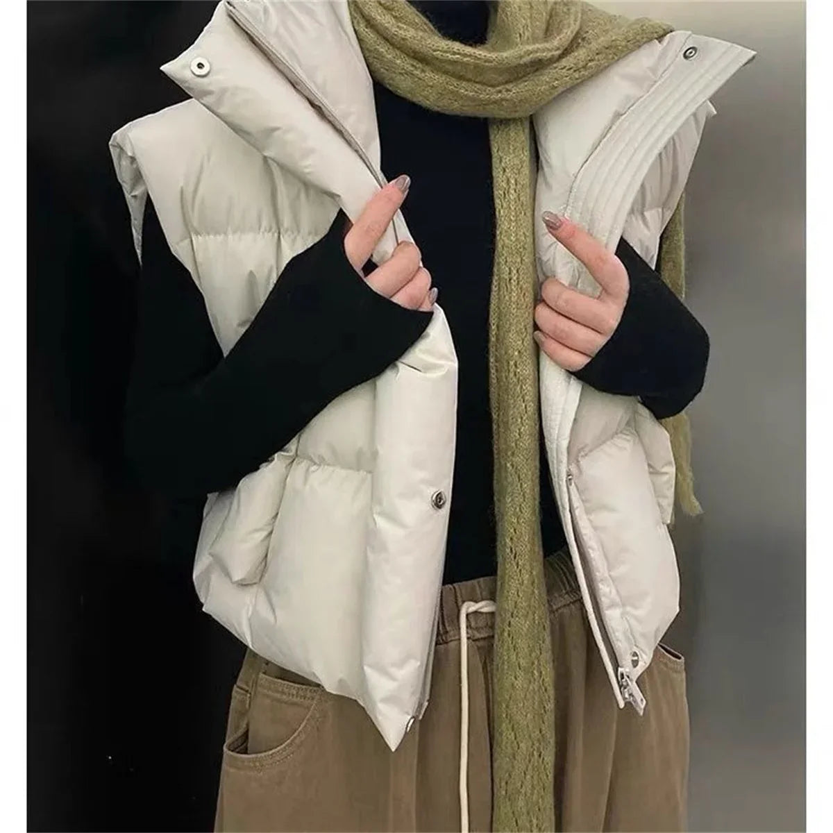 Warm Women Short Down Vest - Stand-Up Collar, Winter - Tophatter Daily Deals