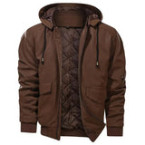 Lightweight Flattering Men's Jacket - Hooded Biker, Quilted Brown - Tophatter Daily Deals