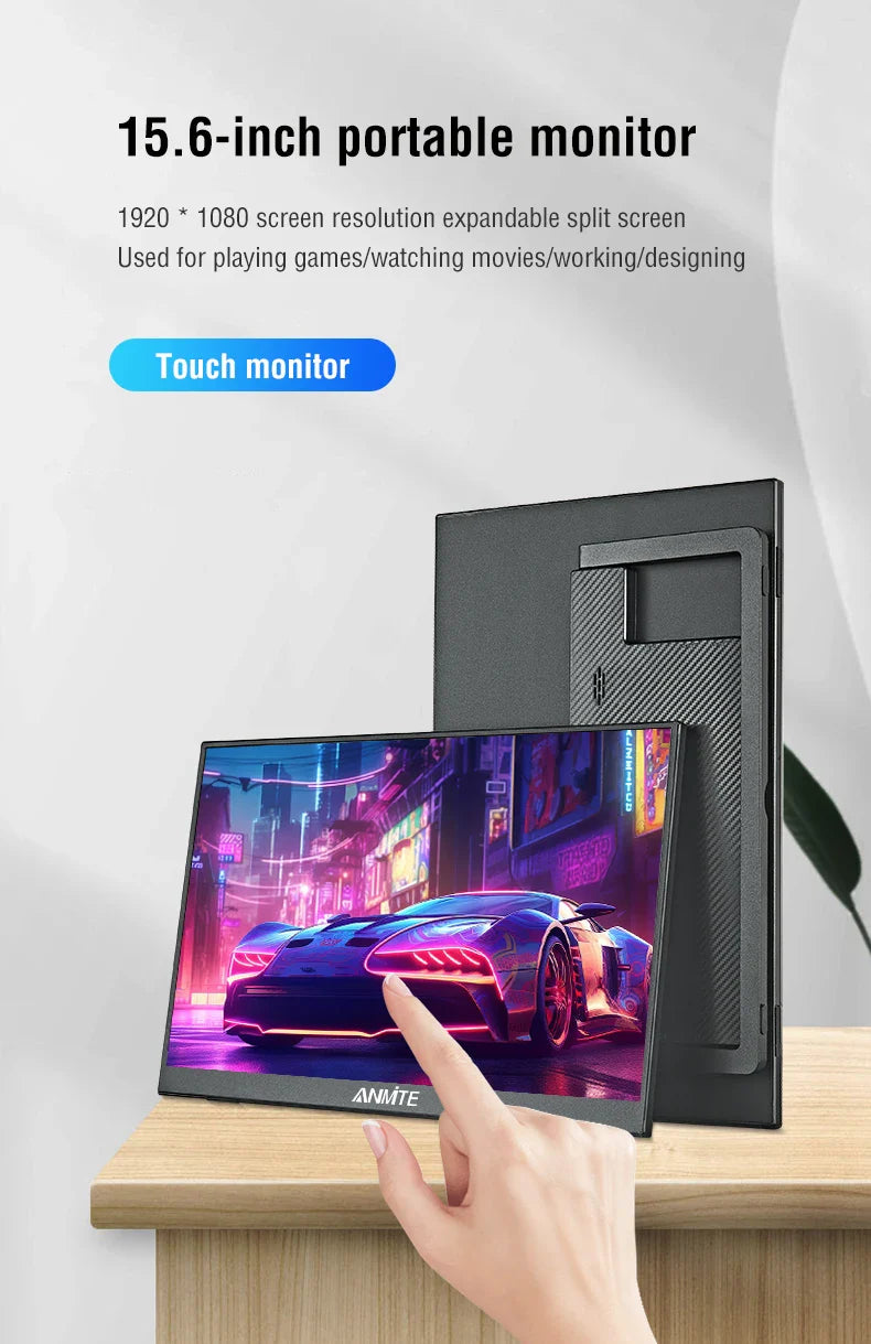 Portable 15.6 Inch Touch Monitor 1080p HDR Gaming On The Go - Tophatter Daily Deals