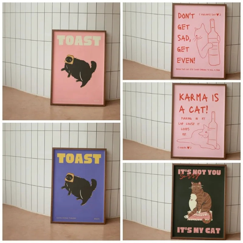 Black Cat Wall Art Red Orange Canvas Print Waterproof - Tophatter Daily Deals