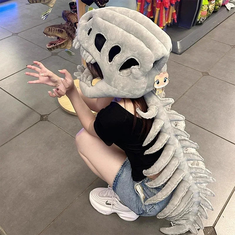 Dinosaur Costume Skeleton Plush Headgear Halloween 2025 - Tophatter Daily Deals