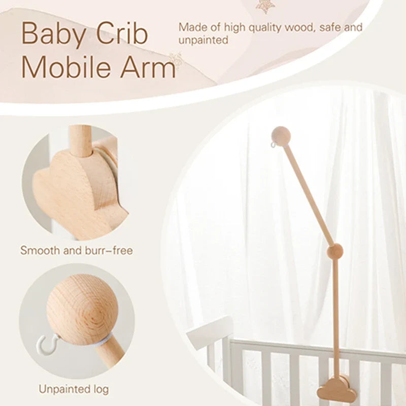 Wooden Crib Mobile Bracket Newborn Sensory Toys Soothing - Tophatter Daily Deals