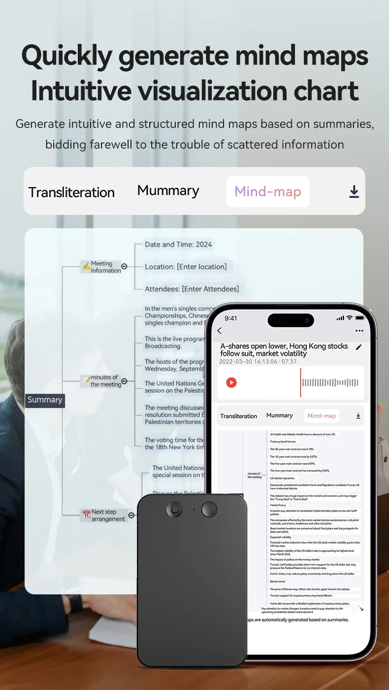 AI Voice Recorder With Real Time Transcribe 58 Languages - Tophatter Daily Deals