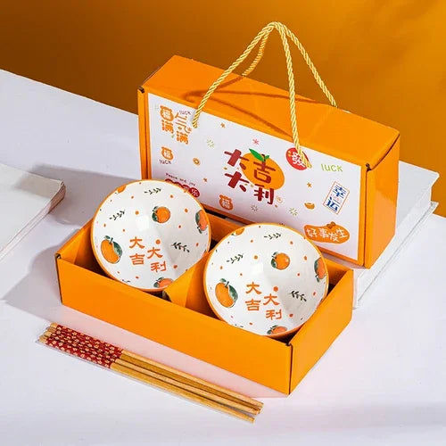 Japanese Hand Painted Ceramic Bowl Set With Chopsticks H-2bowl 2chopsticks - Tophatter Daily Deals
