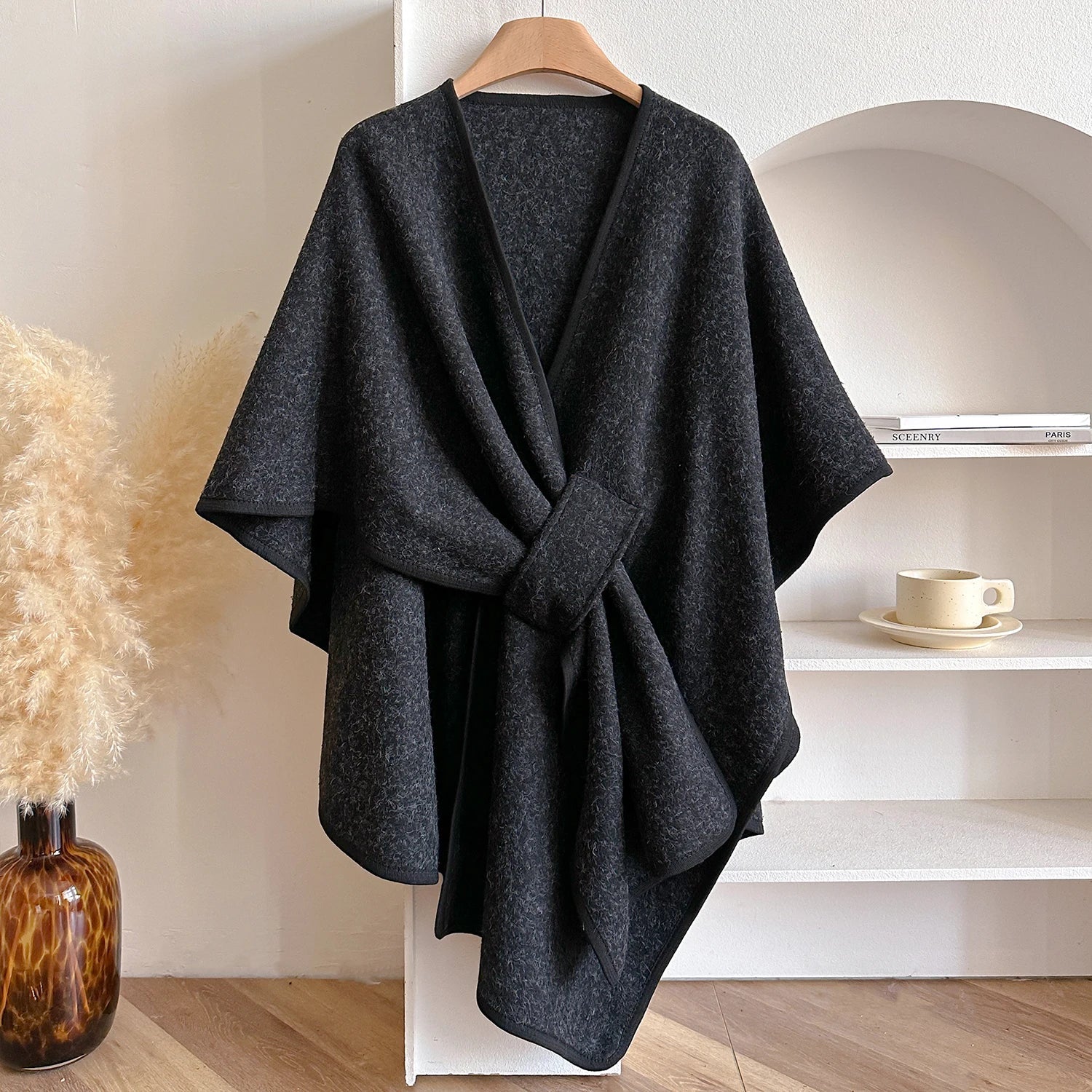 Warm Womens Poncho - Draped Cape Knot, Cashmere Pashmina - Tophatter Daily Deals