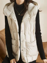 Lightweight Women Hooded Down Vest - Boxy, Down, Autumn - Tophatter Daily Deals