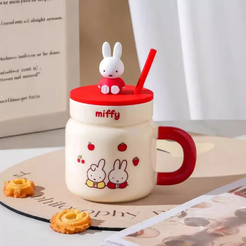 Miffy Ceramic Cup With Straw 540ml Animals - Tophatter Daily Deals