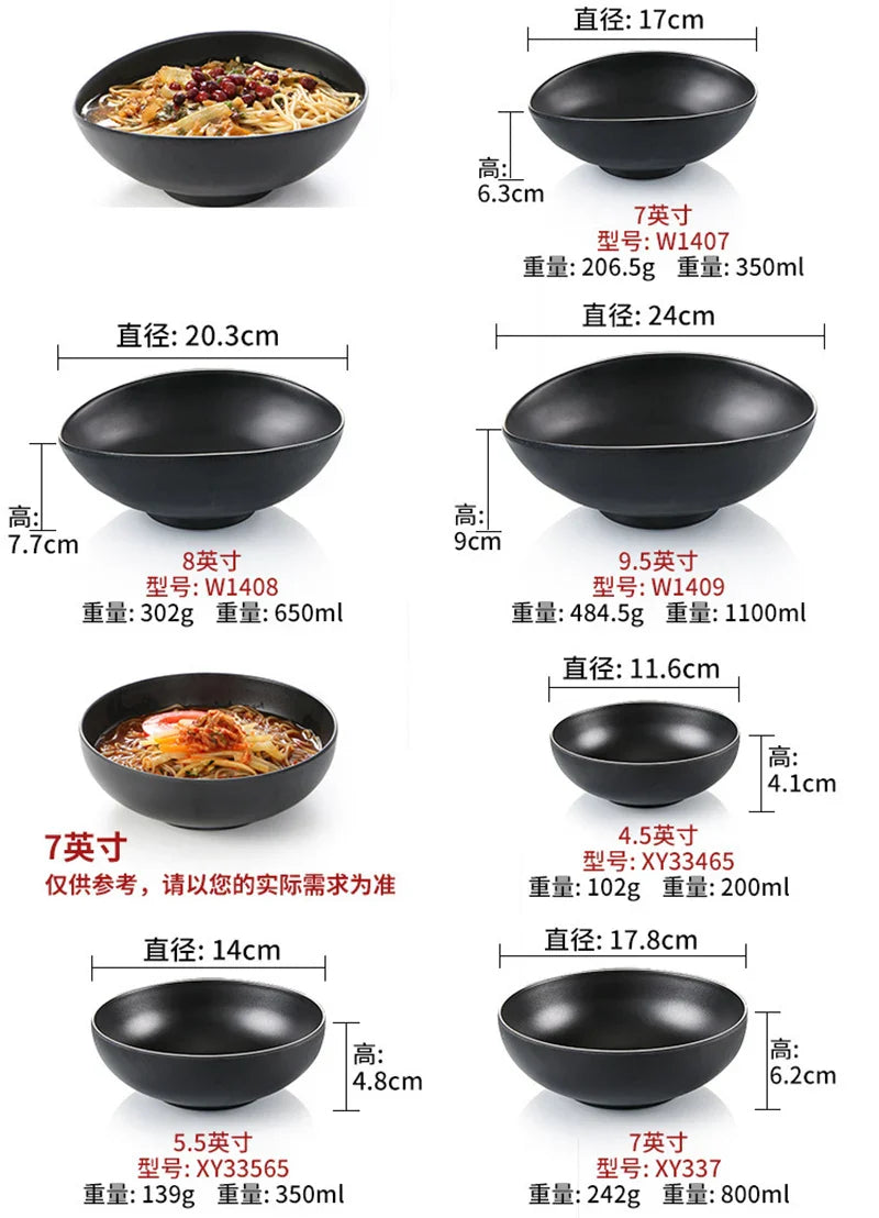 Ramen Bowl Black Plastic Japanese Style Noodle Bowl - Tophatter Daily Deals