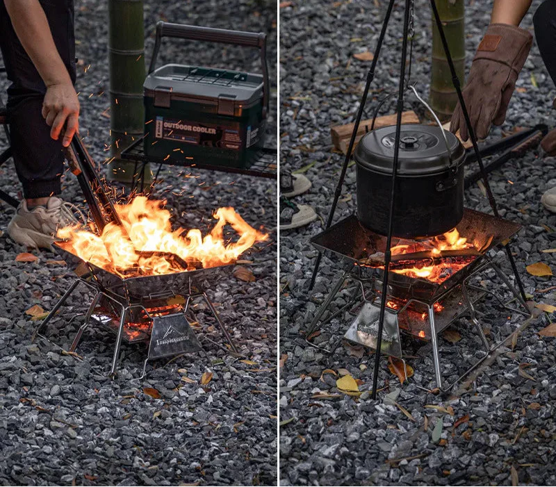 Folding Portable Barbecue Grill Camping Silver Outdoor Grills - Tophatter Daily Deals