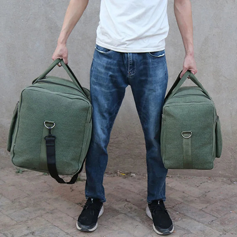 Waterproof Canvas Duffel Bag Travel Sports Green Duffel Bags - Tophatter Daily Deals