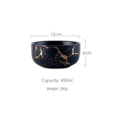 Marble Ceramic Bowl Set Nordic Tableware Minimalist Black-S - Tophatter Daily Deals
