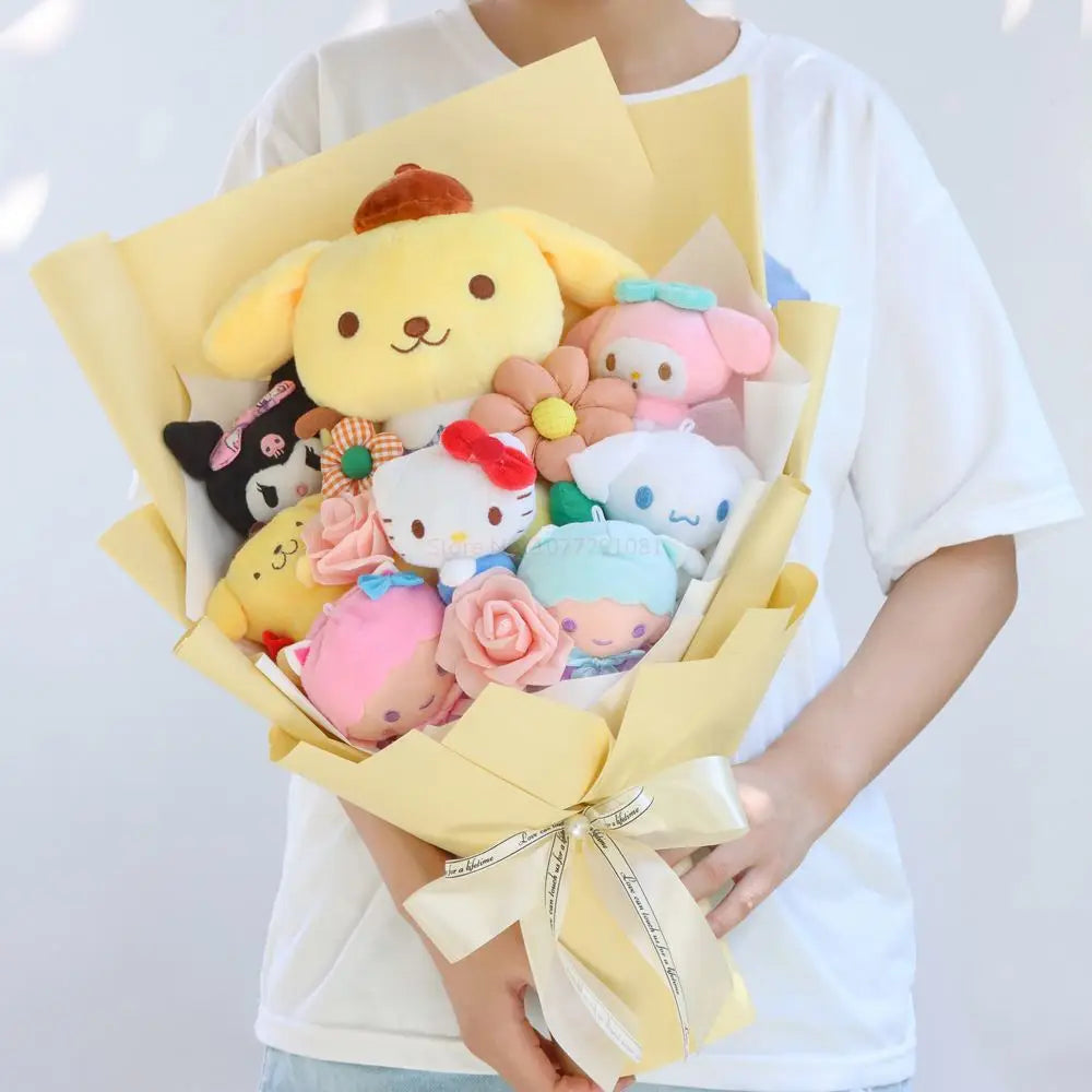 Sanrio Kawaii Plush Bouquet Cute Soft Stuffed Toys PomPomPurin Flowers - Tophatter Daily Deals