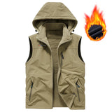 Warm Versatile Men Hooded Vest - Fleece Lined, Nylon, Outdoor - Tophatter Daily Deals