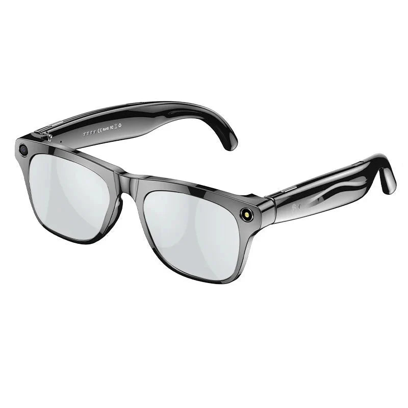 Smart AI Camera Glasses Bluetooth Call Voice Assistant Black A - Tophatter Daily Deals