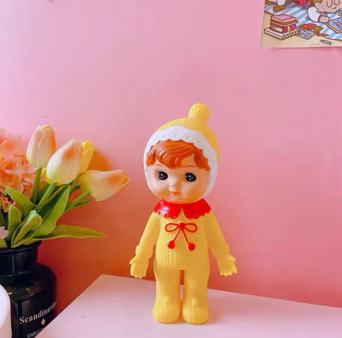 Classic Baby Girl Doll Cute Latex Rubber Baby Kids Office Decor Yellow - 23cm Animals - Tophatter Daily Deals