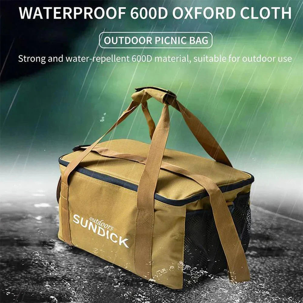 Outdoor Waterproof Picnic Bag Storage Organizer Khaki Duffel Bags - Tophatter Daily Deals