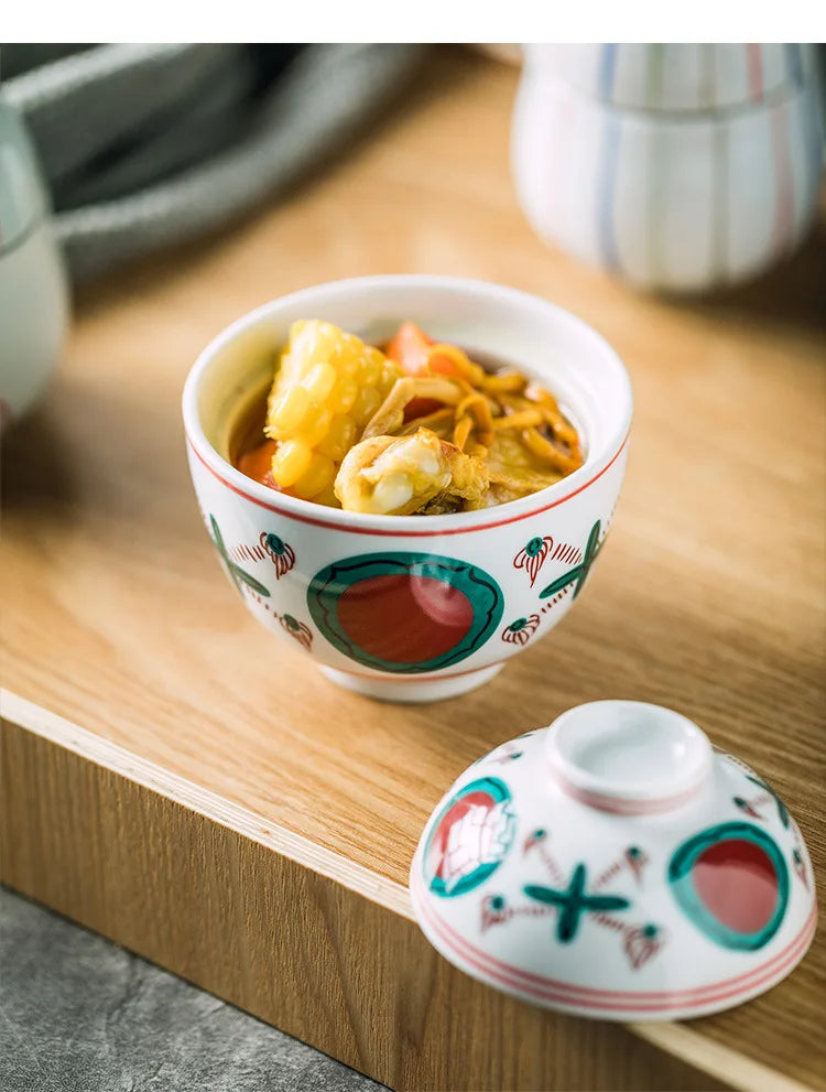 Hand Painted Japanese Ceramic Lidded Dessert Bowls Set - Tophatter Daily Deals