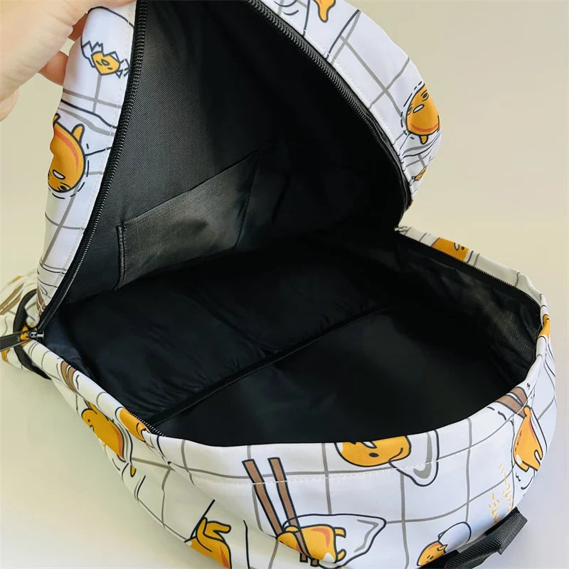 Sanrio Gudetama White Backpack Rucksack Schoolbags Travel Lazy Egg Food - Tophatter Daily Deals