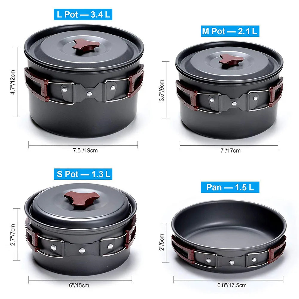 14-in-1 Outdoor Camping Cookware Kit Brown Camp Cooking - Tophatter Daily Deals