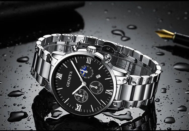 4PCS Men's Stainless Steel Quartz Watch Set (W118-A) Apparel & Accessories > Jewelry > Watches - Tophatter Daily Deals