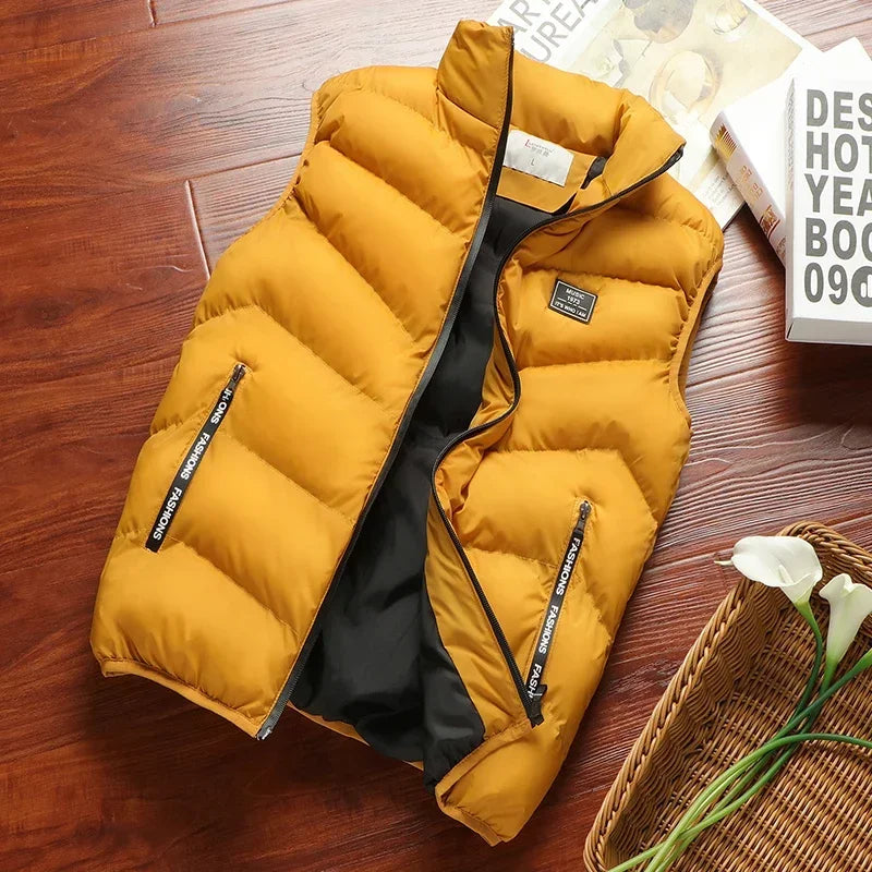 Warm Men’s Puffer Vest - Short Quilted, Polyester, Winter - Tophatter Daily Deals