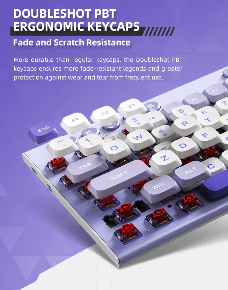 Wireless Low Profile Mechanical Keyboard 98 Keys PBT - Tophatter Daily Deals