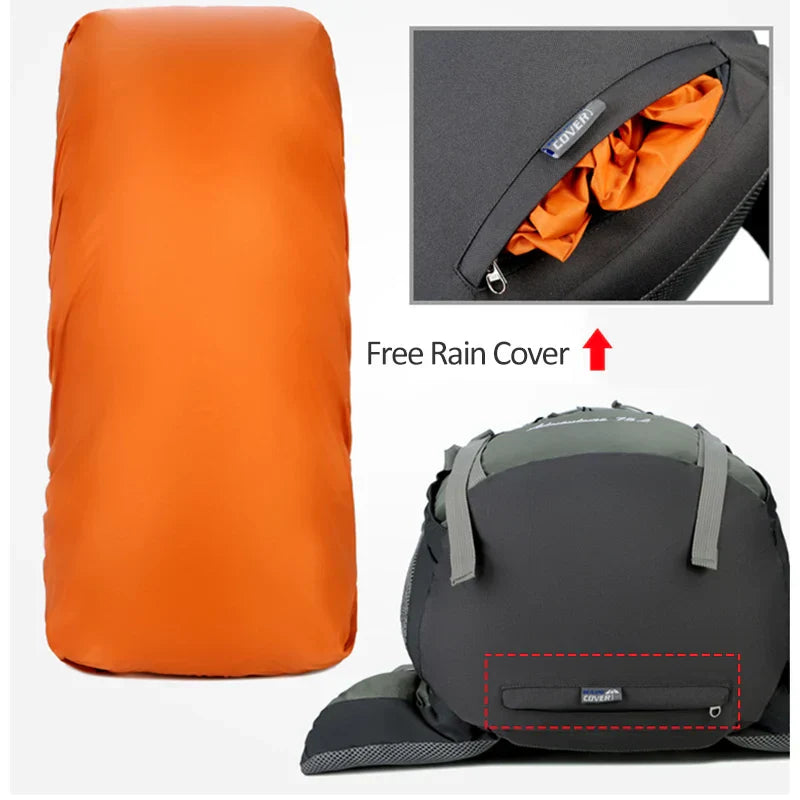 75L Camping Backpack Waterproof Rucksack Green Backpacks - Tophatter Daily Deals