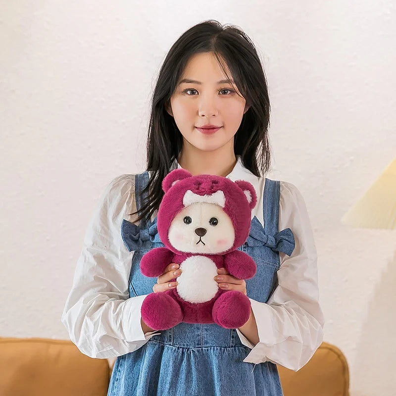 Cute Rose Red Bear Plush Toy Animals - Tophatter Daily Deals