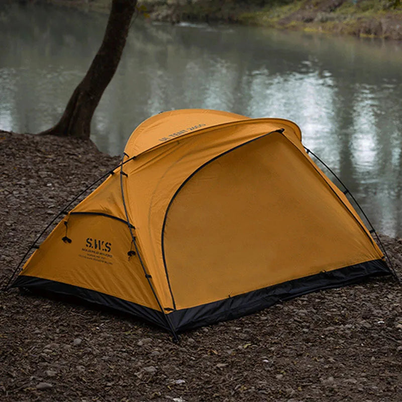 3-Season Camping Tent Breathable Mesh Yellow Tents - Tophatter Daily Deals
