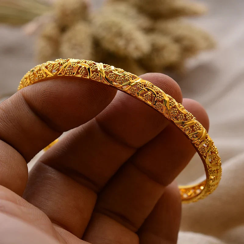 Gold Plated Bangles Luxury Arabic Wedding Bracelet - Tophatter Daily Deals