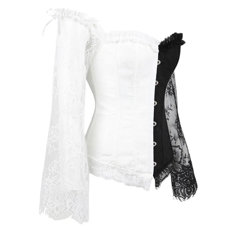 Supportive Women's Corset Top - Off Shoulder, Lace Satin - Tophatter Daily Deals