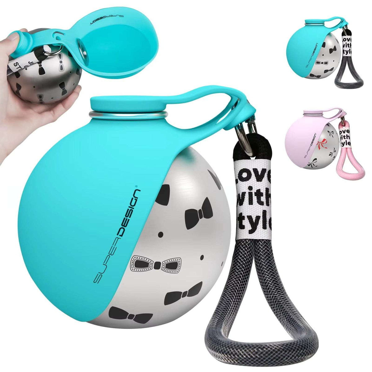 2-in-1 Portable Dog Water Bottle for Small Dogs - Leak-Proof Blue Print Dog Water Bottles - Tophatter Daily Deals