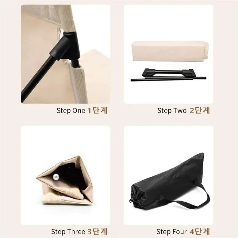 Foldable Camping Chair Cushion And Storage Bag Beige Camp Furniture - Tophatter Daily Deals