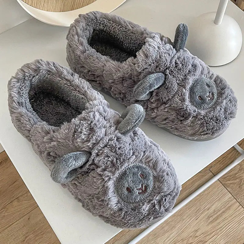 Plush Alpaca Sheep Lamb Warm Fluffy Faux Fur Slippers Animals - Tophatter Daily Deals