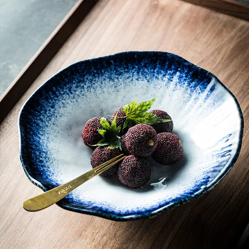 Japanese Ceramic Noodle Bowl Lotus Pattern Salad Bowl - Tophatter Daily Deals