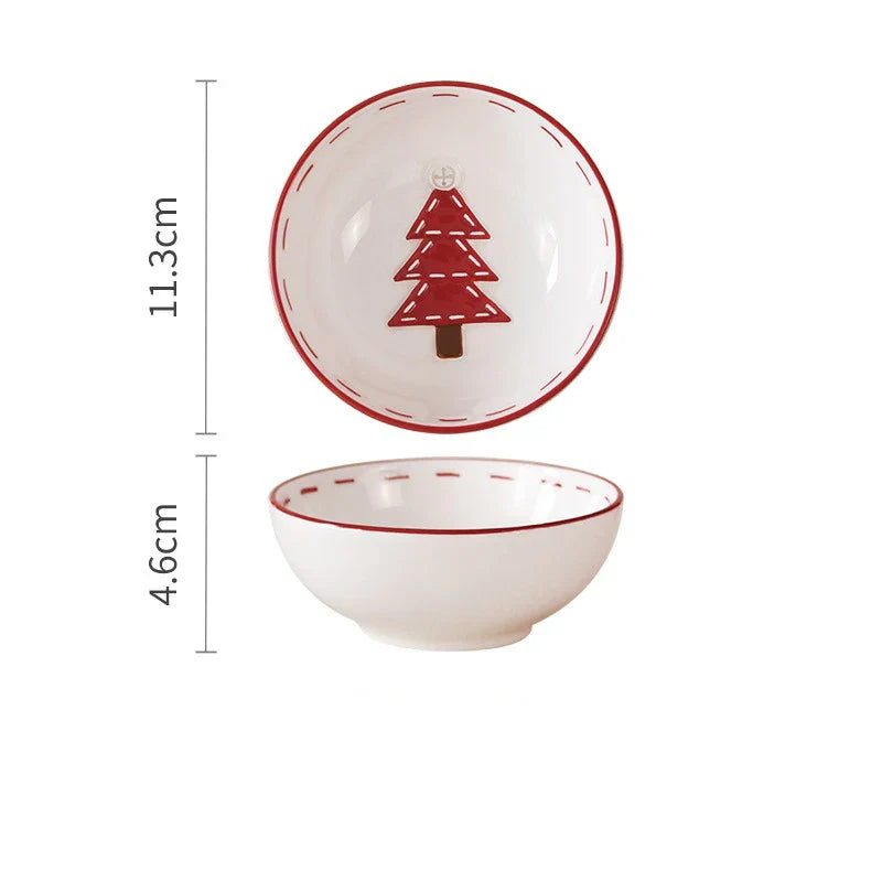 Christmas Ceramic Santa Bowl Nordic Holiday Breakfast Bowl Christmas tree bowl - Tophatter Daily Deals