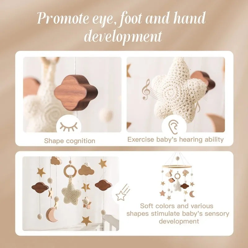 Wooden Baby Mobile With Music Box Newborn Sensory Toys - Tophatter Daily Deals