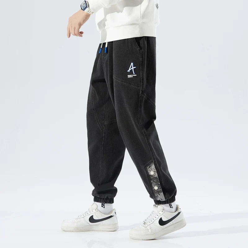 Stretchy Relaxed Men's Denim Joggers - Baggy Tapered, Denim - Tophatter Daily Deals