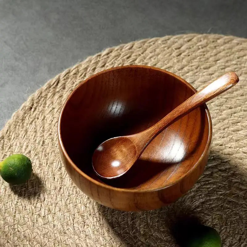 Jujube Wood Soup Bowls Solid Wooden Japanese Bowls - Tophatter Daily Deals