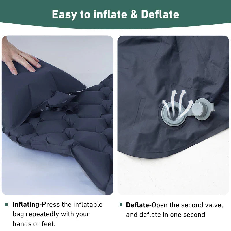 Camping Inflatable Air Mattress with Built-In Pump Blue Camping & Hiking - Tophatter Daily Deals