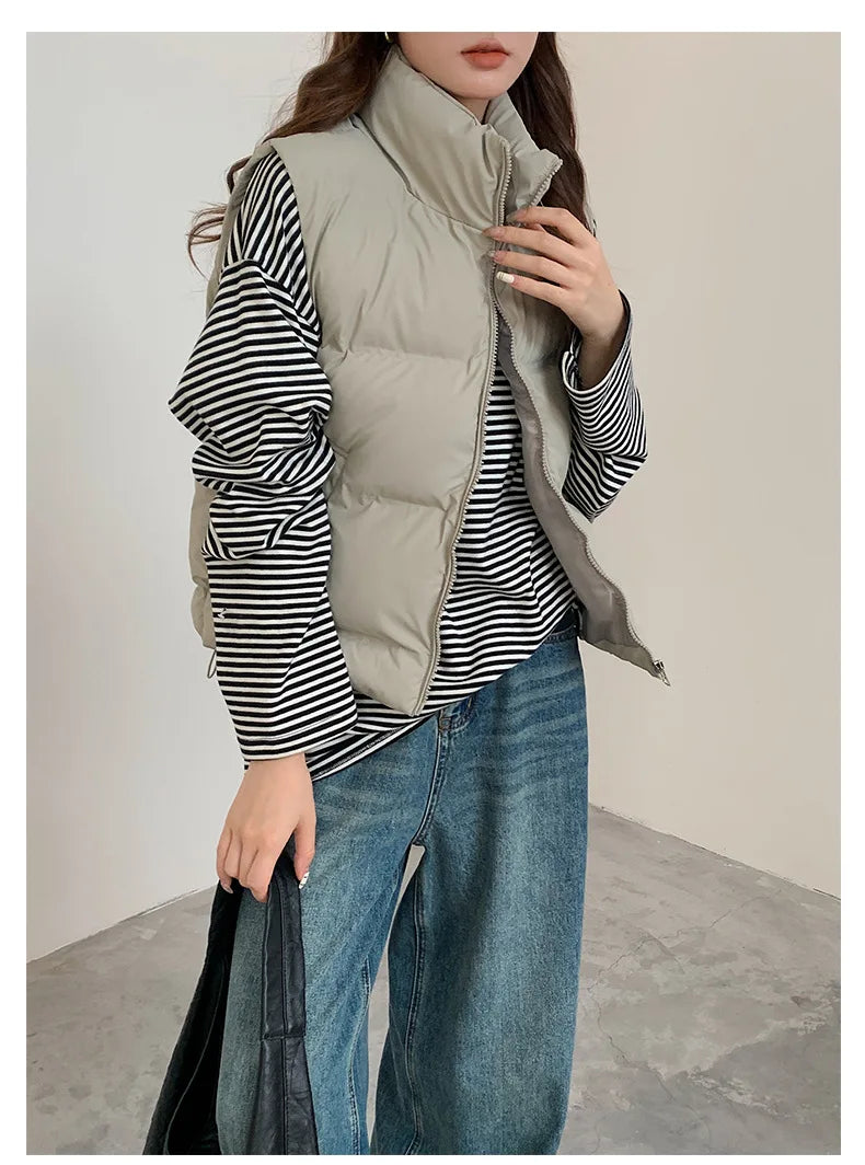 Lightweight Women's Down Vest - Cropped Boxy, Duck Fill - Tophatter Daily Deals